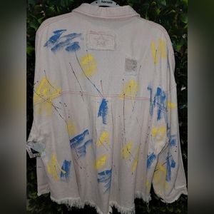 Pol peach painter splatter jacket